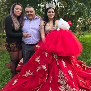Elegant Red Embellished Mini Dress
